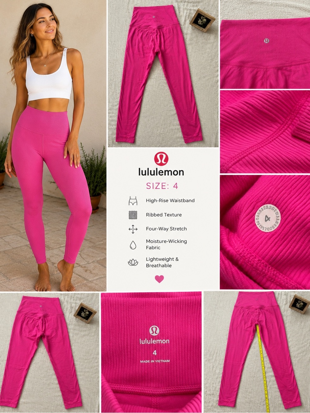 lululemon align Pink Ribbed High-Rise Leggings